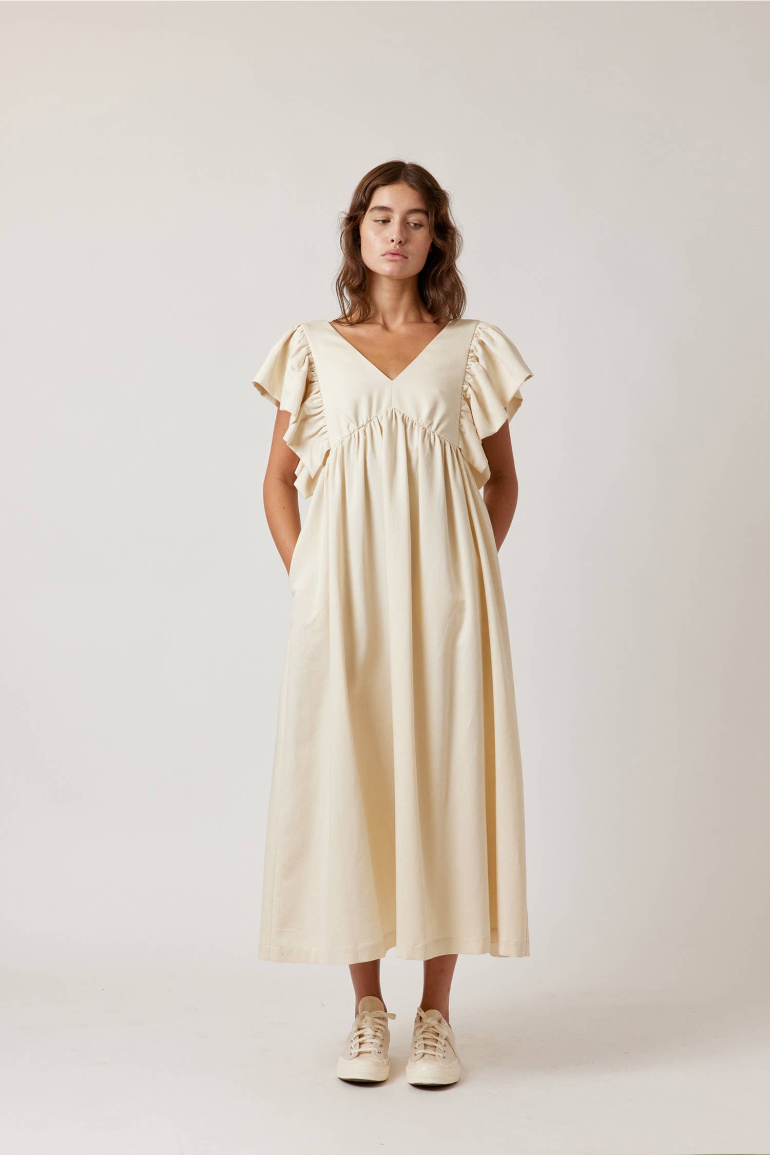 Ruffle Sleeve Midi Dress – Lyon and Pearle Ruffle Sleeve Midi Dress – Lyon and Pearle