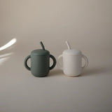 Silicone Training Cup & Straw || Dried Thyme