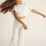 Floral Gauze Crop Top || Ivory & Blue