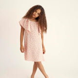 Organic Floral Gauze Flounce Dress || Crystal Pink