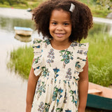 Girls Marceline Dress || Blue Botanical