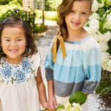 Girls Lexie Top || Ocean Stripe