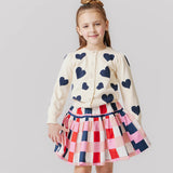 Girls Constance Sweater || Navy Tossed Hearts