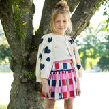 Girls Constance Sweater || Navy Tossed Hearts