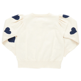 Girls Constance Sweater || Navy Tossed Hearts