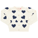 Girls Constance Sweater || Navy Tossed Hearts