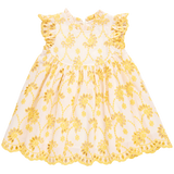 Girls Cynthia Dress || Bright Yellow Eyelet