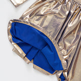 Girls Lame Steph Dress || Blue Gold Shimmer