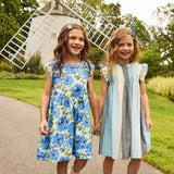 Girls Stevie Dress || Ocean Stripe