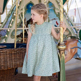 Girls Stevie Dress || Green Mini Ditsy