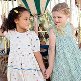 Girls Stevie Dress || Green Mini Ditsy