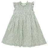 Girls Stevie Dress || Green Mini Ditsy