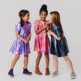 Girls Lame Laurie Dress || Rainbow Pink