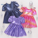 Girls Lame Laurie Dress || Rainbow Pink