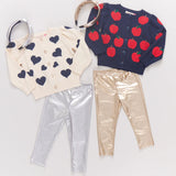 Girls Constance Sweater || Navy Tossed Hearts