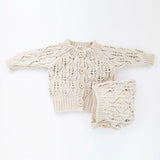 Leaf Lace Cardigan Sweater || Natural