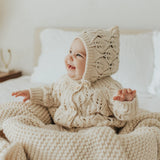 Leaf Lace Cardigan Sweater || Natural