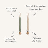 Linen Pacifier Clip || 2 Pack