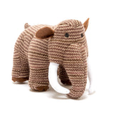 Woolly Mammoth Knitted Dinosaur Rattle || Brown Stripe