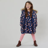 Girls Paulina Puffer || Navy Flower Toss