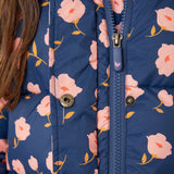 Girls Paulina Puffer || Navy Flower Toss
