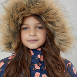 Girls Paulina Puffer || Navy Flower Toss