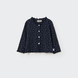Floral Gauze Baby Jacket || Ivory & Blue