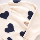 Girls Constance Sweater || Navy Tossed Hearts