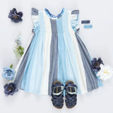 Girls Stevie Dress || Ocean Stripe
