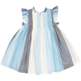 Girls Stevie Dress || Ocean Stripe