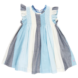 Girls Stevie Dress || Ocean Stripe