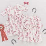 Girls Organic Steph Dress || Vintage Rose Horses