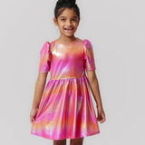 Girls Lame Laurie Dress || Rainbow Pink