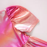 Girls Lame Laurie Dress || Rainbow Pink