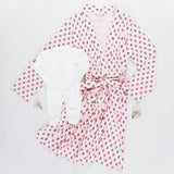 Women's Organic Robe || Pink Tiny Flower