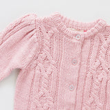 Girls Cable Constance Sweater || Dusty Rose