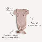 Ribbed Knotted Baby Gown & Beanie Set