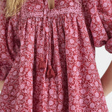 Womens Sanaa Dress || Burgundy Garden Floral