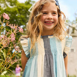 Girls Stevie Dress || Ocean Stripe