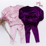 Girls Velour Sweatshirt || Plum