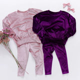 Girls Velour Legging || Plum