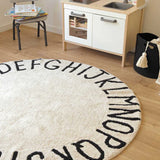 Round Washable Rug || ABC Natural & Black
