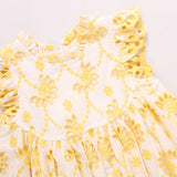 Girls Cynthia Dress || Bright Yellow Eyelet