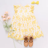 Girls Cynthia Dress || Bright Yellow Eyelet