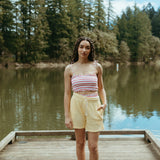 Women's Smocked Bikini || Ticking Stripe