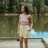 Women's Smocked Bikini || Ticking Stripe