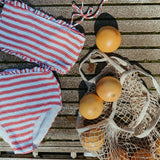 Women's Smocked Bikini || Ticking Stripe