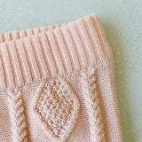 Cable Knit Baby Pants || Petal Pink