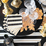 Black & Gold Awning Stripe Cocktail Napkins || Set of 20