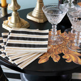 Black & Gold Awning Stripe Cocktail Napkins || Set of 20